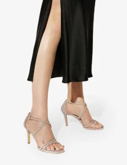 Dune Musical Strappy Woven Heeled Sandals -Dune Shop R04111670 ROSEGOLDFABRIC ALT04