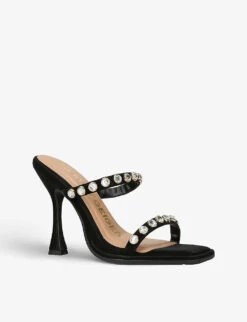 KG Kurt Geiger Serenity Crystal-embellished Satin Mules -Dune Shop R04116412 BLACK ALT02