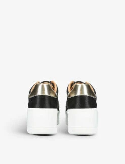 Carvela District Velvet-lace Fastened Flatform Leather Trainers -Dune Shop R04118603 BLACK ALT03