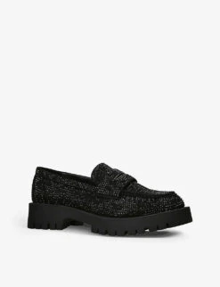Carvela Stomper Crystal-embellished Woven Loafers -Dune Shop R04118611 BLACK ALT02