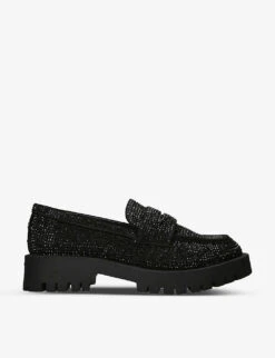 Carvela Stomper Crystal-embellished Woven Loafers