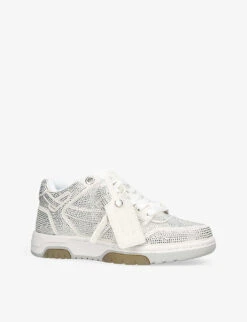 Out Of Office Crystal-embellished Low-top Leather Trainers -Dune Shop R04118622 WHITE ALT02
