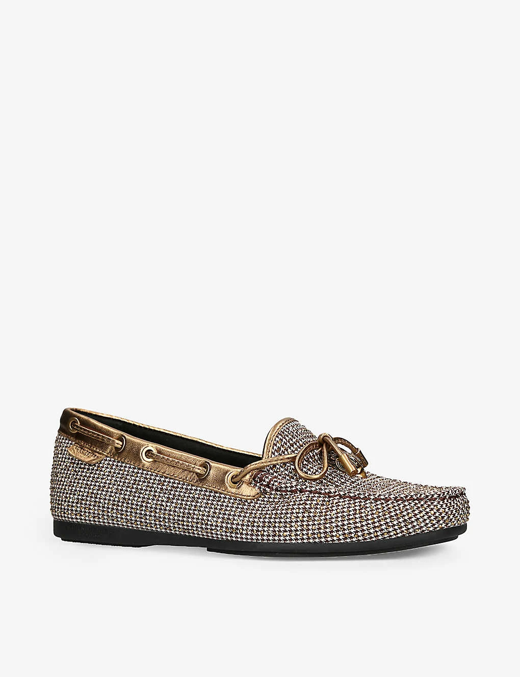 Kurt Geiger London Eagle Bow-embellished Houndstooth Woven Moccasins 5 Kurt Geiger London Eagle Bow-embellished Houndstooth Woven Moccasins - Image 3