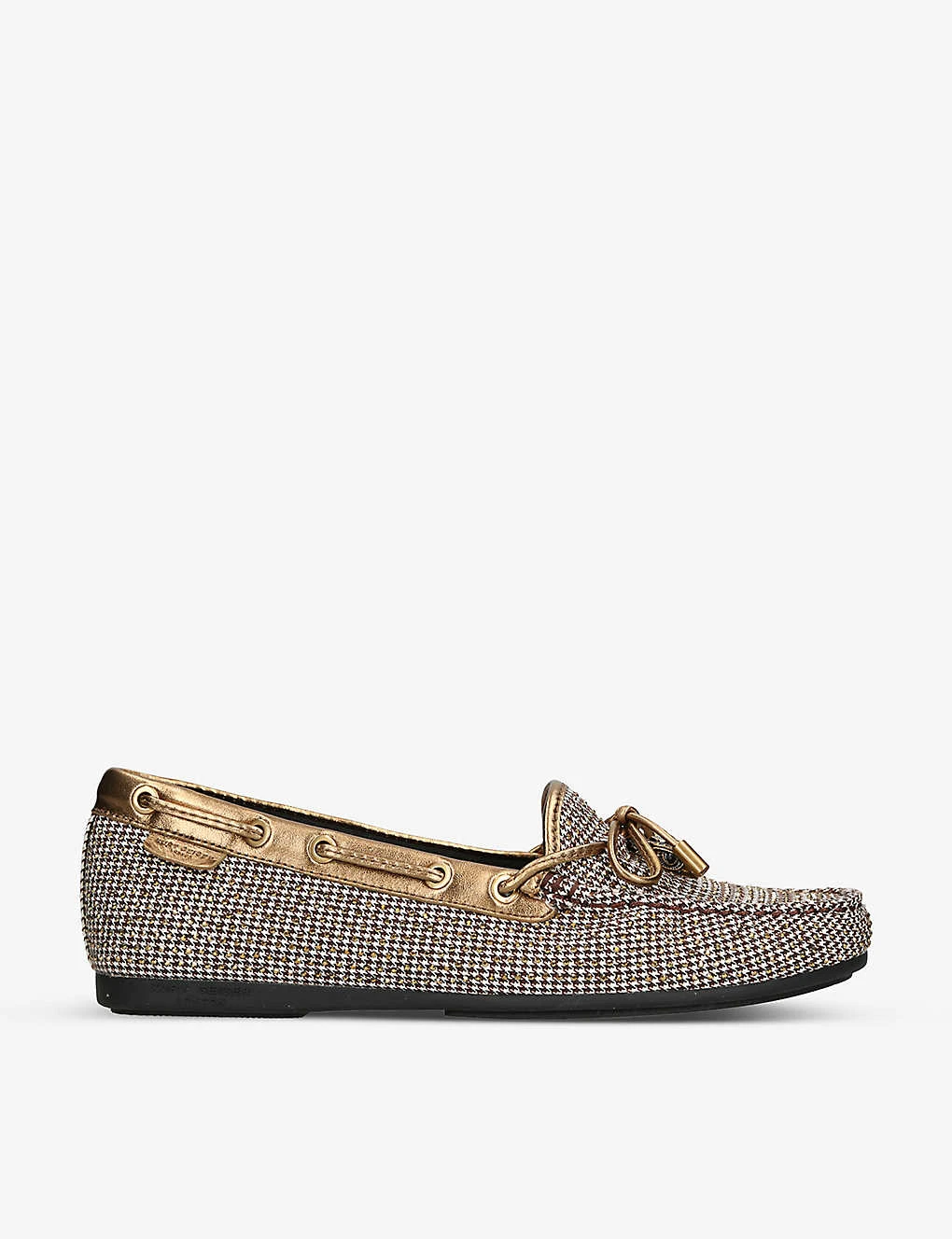 Kurt Geiger London Eagle Bow-embellished Houndstooth Woven Moccasins 3 Kurt Geiger London Eagle Bow-embellished Houndstooth Woven Moccasins