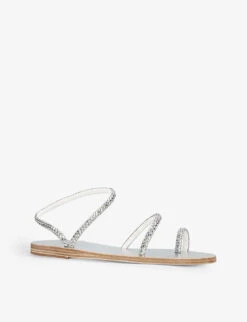 Ancient Greek Sandals Apli Elefteria Mirrored Leather Sandals -Dune Shop R04123968 SILVER ALT02