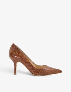 Dune Bold Croc-embossed Leather Courts