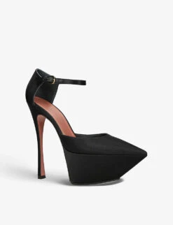 Amina Muaddi Angelica Platform Satin Courts -Dune Shop R04127627 BLACK ALT02
