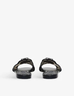 Dolce & Gabbana Bianca Brooch-embellished Lace And Mesh Sandals -Dune Shop R04128564 BLACK ALT03