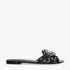 Dolce & Gabbana Bianca Brooch-embellished Lace And Mesh Sandals -Dune Shop R04128564 BLACK M