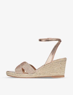 Santana Metallic-rope Wedge-heel Sandals 8 Santana Metallic-rope Wedge-heel Sandals -Dune Shop R04130222 PINROSEGOLD ALT02