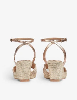 Santana Metallic-rope Wedge-heel Sandals 9 Santana Metallic-rope Wedge-heel Sandals -Dune Shop R04130222 PINROSEGOLD ALT03