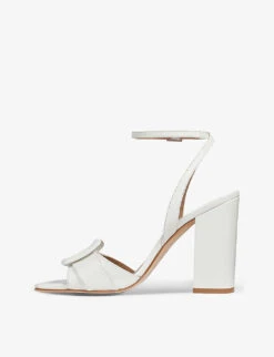 Florance Square-toe Buckle-strap Leather Heeled Sandals -Dune Shop R04130224 WHIWHITE ALT02