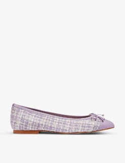 Kara Toe-cap Tweed And Leather Ballerina Pumps