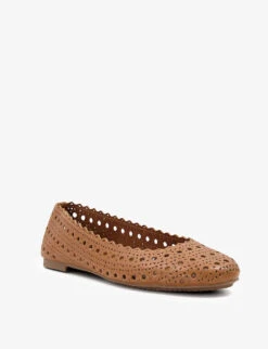 Dune Harlows Laser-cut Leather Ballet Pumps -Dune Shop R04130494 TANLEATHER ALT02