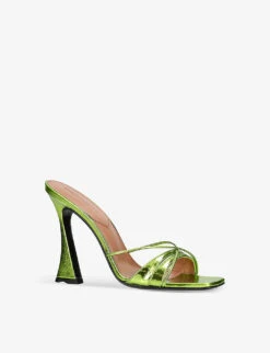 Lust Crystal-embellished Leather Heeled Mules -Dune Shop R04131076 GREEN ALT02
