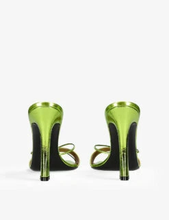 Lust Crystal-embellished Leather Heeled Mules -Dune Shop R04131076 GREEN ALT03