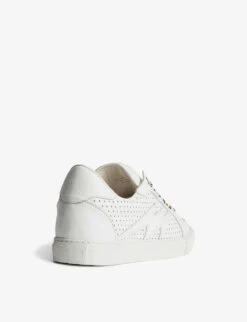 Zadig & Voltaire La Flash Perforated Leather Low-top Trainers -Dune Shop R04132366 BLANC ALT03