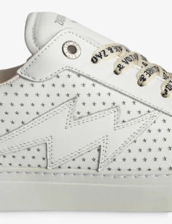 Zadig & Voltaire La Flash Perforated Leather Low-top Trainers -Dune Shop R04132366 BLANC ALT04