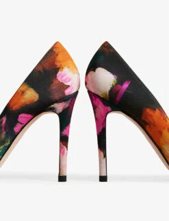 Ted Baker Ryoh Art-print Bow-embellished Satin Court Shoes -Dune Shop R04132800 BLACK ALT02