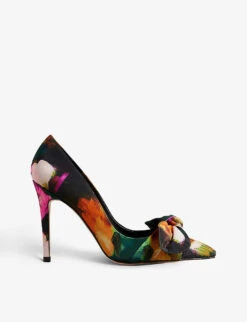 Ted Baker Ryoh Art-print Bow-embellished Satin Court Shoes