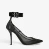 Alexander McQueen Buckle-embellished Pointed-toe Leather And Mesh Courts -Dune Shop R04133307 BLACK M