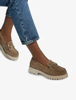 Dune Gazed Contrast Sole Suede Loafers -Dune Shop R04134024 CARAMELSUEDE ALT04