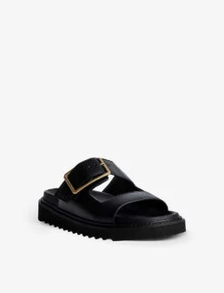 Zadig & Voltaire Cecilia Alpha Double-strap Cleated-sole Leather Sandals -Dune Shop R04134396 NOIR ALT02