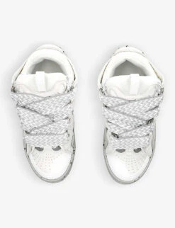 Lanvin Curb Leather And Mesh Low-top Trainers -Dune Shop R04135889 GREY ALT01