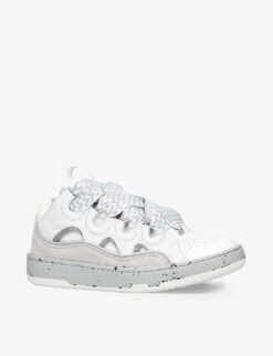 Lanvin Curb Leather And Mesh Low-top Trainers -Dune Shop R04135889 GREY ALT02