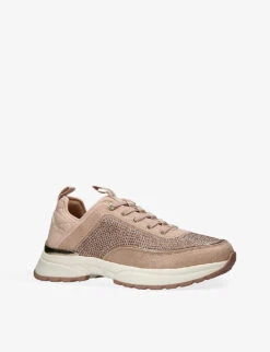 Carvela Elite Crystal-embellished Woven Low-top Trainers -Dune Shop R04136141 BLUSH ALT02