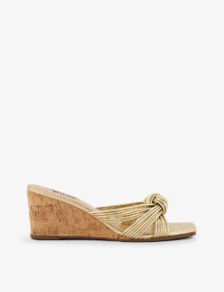 Dune Kope Knot-front Leather Wedge Mules