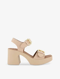 Dune Jenies Two-buckle Leather Platform Sandals