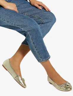 Dune Hanson Twist-knot Leather Ballet Flats -Dune Shop R04136897 GOLDLEATHER ALT04