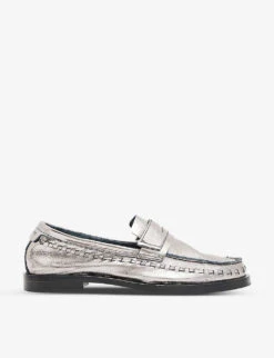 AllSaints Sofie Metallic Leather Loafers