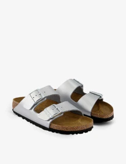 Birkenstock Arizona Two-strap Metallic Faux-leather Sandals -Dune Shop R04145651 SILVER ALT02