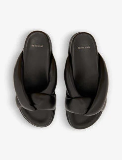 ANINE BING Kiva Criss-cross Leather Sliders -Dune Shop R04146356 BLACK ALT01