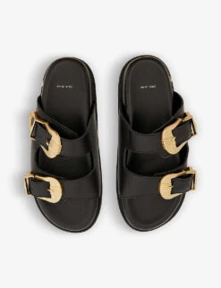 ANINE BING Waylon Double-strap Leather Sliders 8 ANINE BING Waylon Double-strap Leather Sliders -Dune Shop R04146357 BLACK ALT01