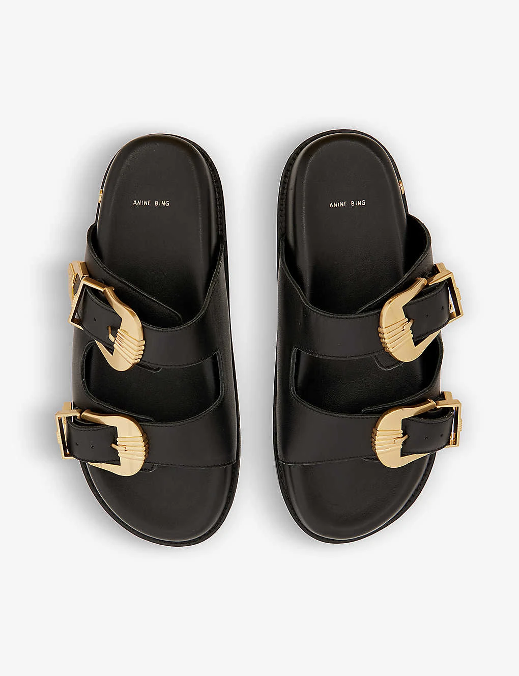 ANINE BING Waylon Double-strap Leather Sliders 4 ANINE BING Waylon Double-strap Leather Sliders - Image 2