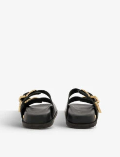 ANINE BING Waylon Double-strap Leather Sliders 10 ANINE BING Waylon Double-strap Leather Sliders -Dune Shop R04146357 BLACK ALT03
