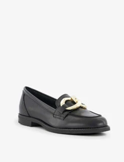 Dune Chain-detail Leather Loafers -Dune Shop R04146526 BLACKLEATHER ALT02