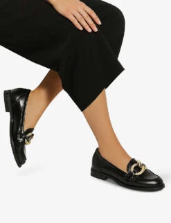 Dune Chain-detail Leather Loafers -Dune Shop R04146526 BLACKLEATHER ALT04