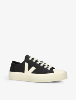 Veja Wata II V-logo Canvas Low-top Trainers -Dune Shop R04147713 BLKWHITE ALT02