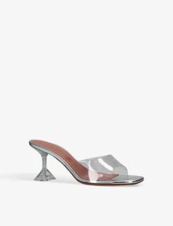 Amina Muaddi Lupita Glass Square-toe PVC Heeled Mules -Dune Shop R04148676 OTHER ALT02