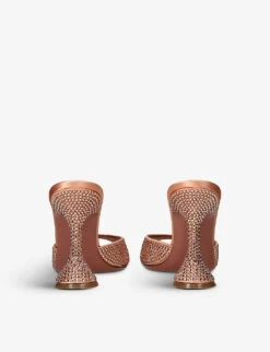 Amina Muaddi Caroline Crystal-embellished Satin Heeled Sandals 9 Amina Muaddi Caroline Crystal-embellished Satin Heeled Sandals -Dune Shop R04148724 PEACH ALT03