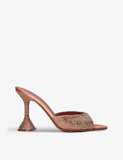 Amina Muaddi Caroline Crystal-embellished Satin Heeled Sandals