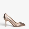 Manolo Blahnik Hangisi Crystal-embellished Leather Heeled Courts -Dune Shop R04149310 METALCOMB M