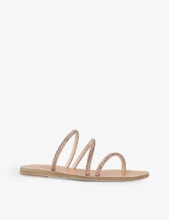 Ancient Greek Sandals Polytimi Crystal-embellished Leather Sandals -Dune Shop R04149688 PALEPINK ALT02