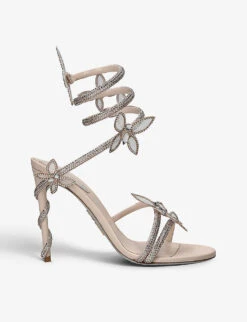 Margot Floral-embellished Satin Heeled Sandals