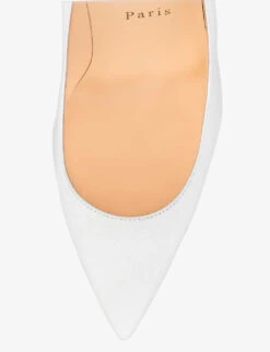 Christian Louboutin Kate 100 Pointed-toe Leather Heeled Courts -Dune Shop R04152228 BIANCO ALT03