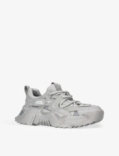 Steve Madden Kingdom Mesh-panel Chunky-sole Faux-leather Trainers 8 Steve Madden Kingdom Mesh-panel Chunky-sole Faux-leather Trainers -Dune Shop R04153029 SILVERCOM ALT02